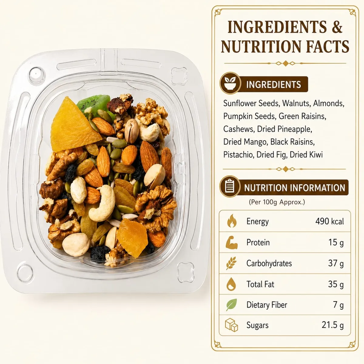Premium Kashmiri Dry Fruit Mix | Almonds, Cashews, Pista, Kishmish & Dried Fruits