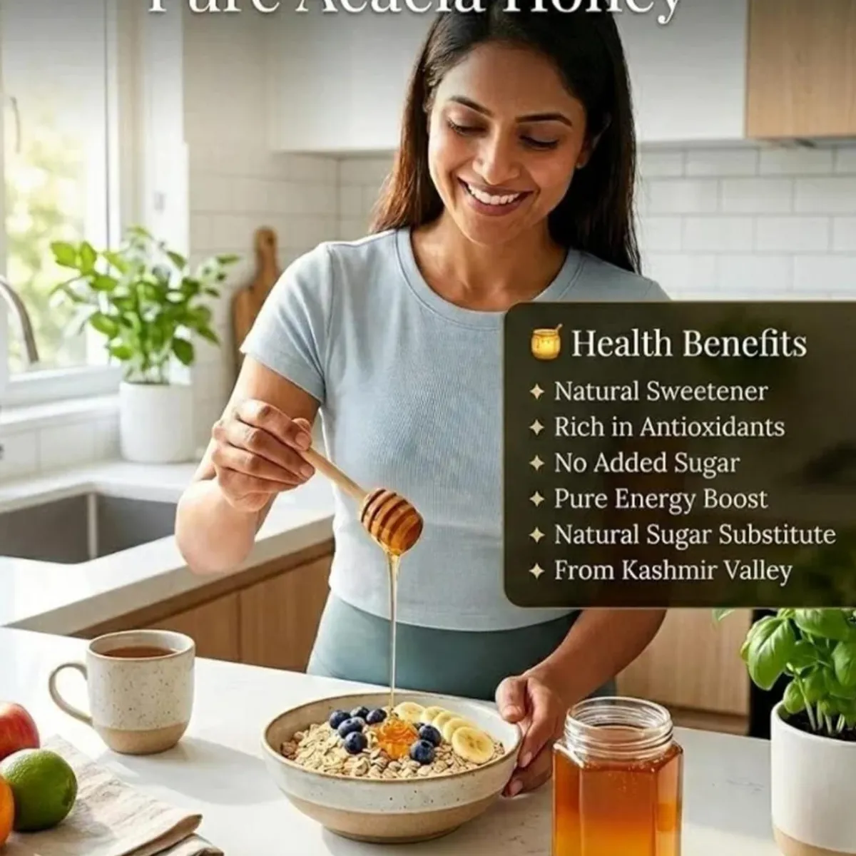 Raw Acacia Honey | No Added Sugar, Filtered, Natural Honey from Kashmir Valley